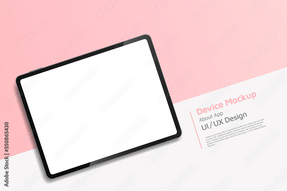 Wall mural tablet isometric perspective view. template for infographics or presentation ui design interface. ve