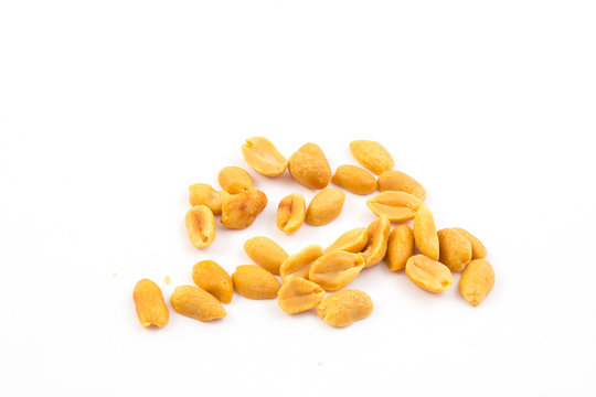 Peanuts on white background