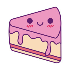 Kawaii cake cartoon line and fill style icon vector design