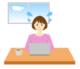 在宅勤務でトラブルの女性 4
