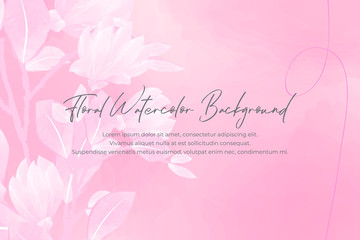 Watercolor floral background with pink concept