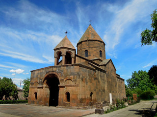 Fototapeta na wymiar Facade of the Armenian apostolic church of Shoghakat, dedicated to the memory of early christian nun martyrs, Vagharshapat (Etchmiadzin), Armenia