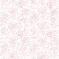 rosy seamless pattern - vector light red flower background