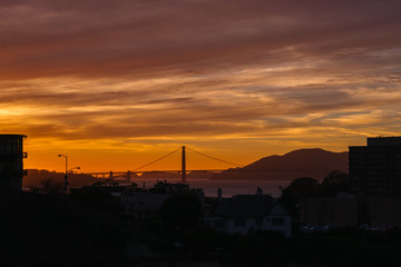 Fototapeta premium Oakland Bay bridge at sunset in San Francisco