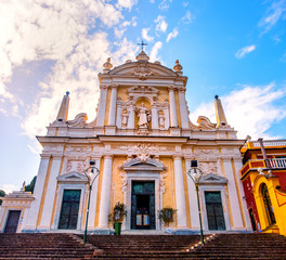 Fototapeta na wymiar Santa Margherita Church basilica in Liguria - local landmark of Italy 