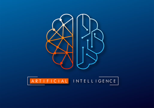 Wired brain illustration - next step to artificial intelligence and circuit board human brain. 
Concept illustration Electronic chip in form of human brain in electronic cyberspace.