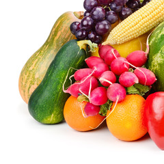 Fruits and vegetables isolated on a white background.