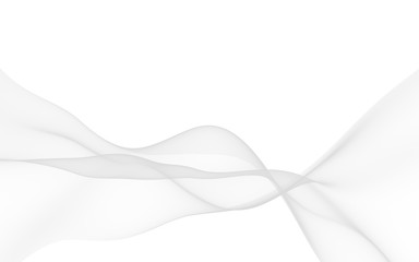 White abstract background. Fluttering white scarf. Waving on wind white fabric. 3D illustration