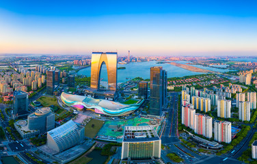 Obraz premium CBD urban scenery of Suzhou Industrial Park, Jiangsu Province, China