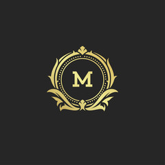Fototapeta premium Luxury vintage ornament logo monogram crest template design vector illustration
