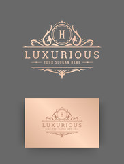 Luxury logo monogram vintage vignette floral ornaments crest vector illustration.