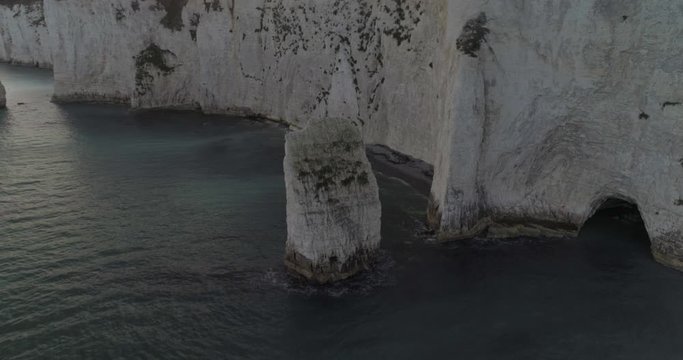 Two huge rock stack formations on English coastline at Old Harry Rocks