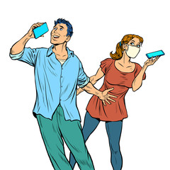 man woman in medical mask speaks on the phone