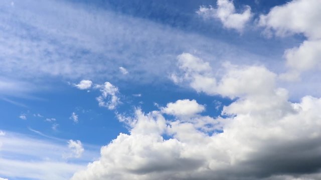 Timelapse of white clouds in the blue sky