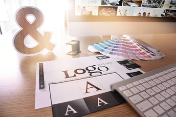Logo design. Creative concept for website and mobile banner, internet marketing, social media and...