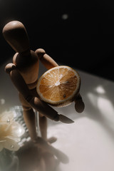 woodenman with lemon