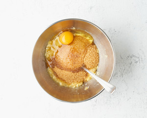 Homemade Banana bread. Dough for cake. Step by step recipe. Step 4.