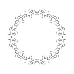 Vector round frame made of wavy intersecting lines. Vintage decorative element.