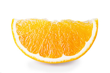 Slice of orange fruit isolated on white background. Clipping path.