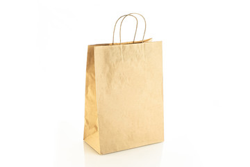 Craft bag for food on white backgroung, paper pack of carton, storage, blank, white package box