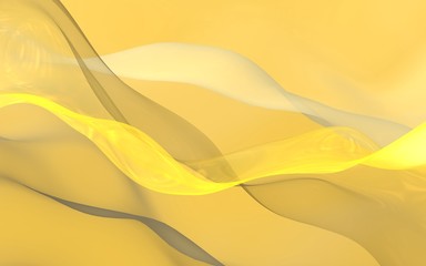 Abstract gold background. Beautiful backdrop with yellow waves. 3d illustration.