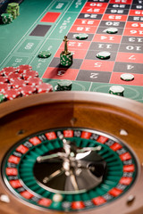 Roulette table close up at the Casino