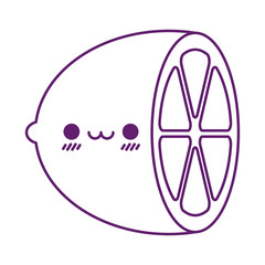 Kawaii lemon cartoon line style icon vector design