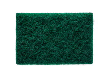 Fototapeta na wymiar Green and blue sponge, kitchen cleaner with abrasive surface for dish washing and cleaning isolated on white background. Housekeeping and hygiene concept.