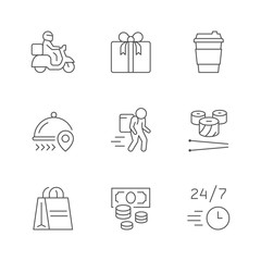 Set line icons of food delivery