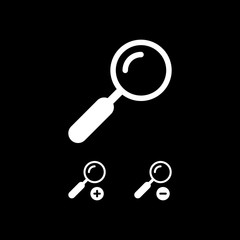 Magnifying glass, zoom in, zoom out icons