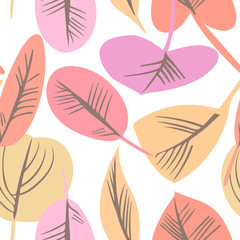 Stylized Leaves Seamless Pattern. Decorative Background.