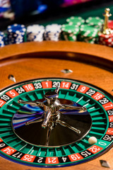 Roulette table close up at the Casino
