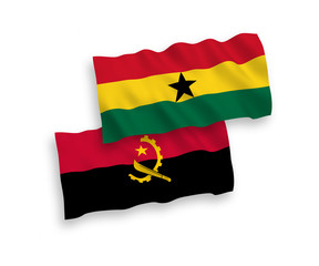 Flags of Ghana and Angola on a white background
