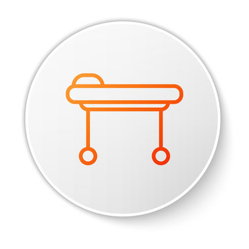 recommend clip art: Orange line Stretcher icon isolated on white background. Patient hospital medical stretcher. White circle button. Vector Illustration
