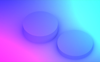 3d purple blue neon light cylinder podium minimal studio gradient dark colors background. Abstract 3d geometric shape object illustration render. Display for nightclub party and technology product.