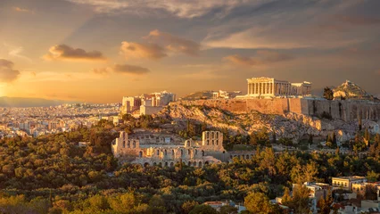 Poster Im Rahmen Akropolis von Athen bei Sonnenuntergang © Cara-Foto