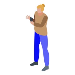 Girl make video icon. Isometric of girl make video vector icon for web design isolated on white background