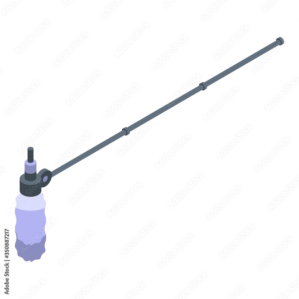 Poster microphone on stick icon. isometric of microphone on stick vector icon for web design isolated on wh