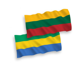 Flags of Lithuania and Gabon on a white background