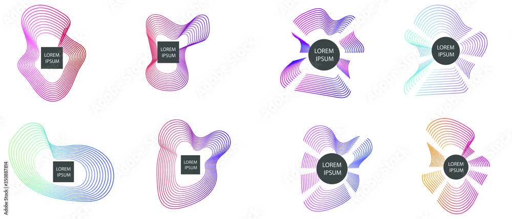 Poster set of modern abstract vector banners. multicolor flat geometric shapes. geometric gradient figures,