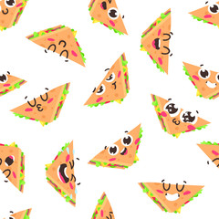 Cartoon drawing set of fast food emoji. Hand drawn emotional meal.Actual Vector illustration american cuisine. Creative ink art work sandwich