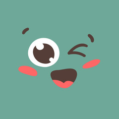 Cartoon drawing emoji. Hand drawn emotional face.Actual Vector illustration emoticon. Creative ink art work facial expression