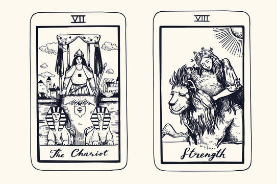 Tarot card deck.  Major arcana set part  . Vector hand drawn engraved style. Occult and alchemy symbolism. 