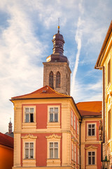 Historic houses in the center of Kutna Hora in the Czech Republic, Europe.