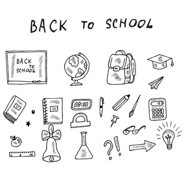Back to school, doodle set