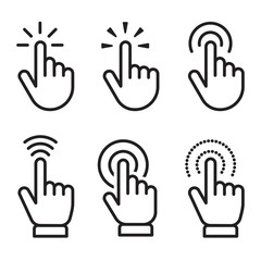Hand clicking icon set. Various types of finger click
