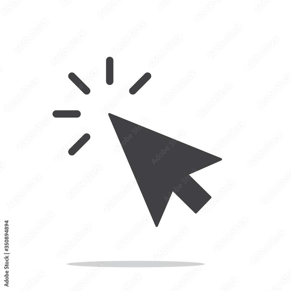 Poster clicking cursor icon. black arrow computer interface press button