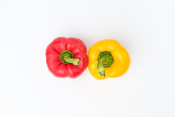 Colored paprika on white background