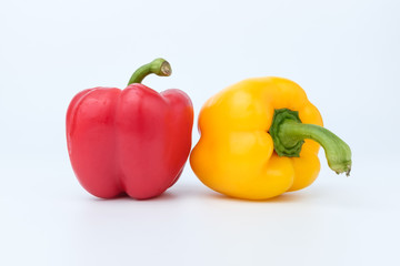 Colored paprika on white background