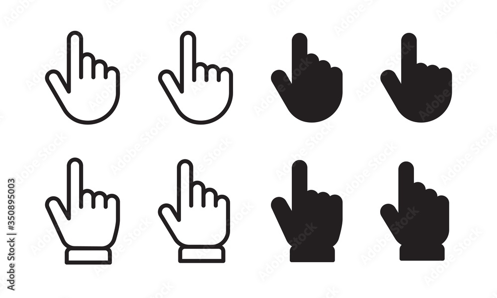 Poster touch icon set. hand click finger pointer vector collection.